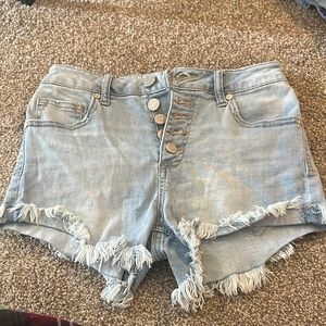 Women's Light Blue button up Denim Shorts